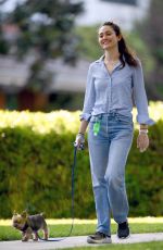 EMMY ROSSUM and Sam Esmail Wearing Rubber Gloves Out with Their Dogs in Los Angeles 04/01/2020