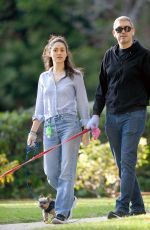 EMMY ROSSUM and Sam Esmail Wearing Rubber Gloves Out with Their Dogs in Los Angeles 04/01/2020