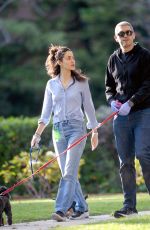 EMMY ROSSUM and Sam Esmail Wearing Rubber Gloves Out with Their Dogs in Los Angeles 04/01/2020