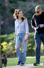 EMMY ROSSUM and Sam Esmail Wearing Rubber Gloves Out with Their Dogs in Los Angeles 04/01/2020