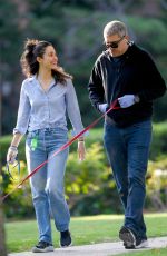 EMMY ROSSUM and Sam Esmail Wearing Rubber Gloves Out with Their Dogs in Los Angeles 04/01/2020