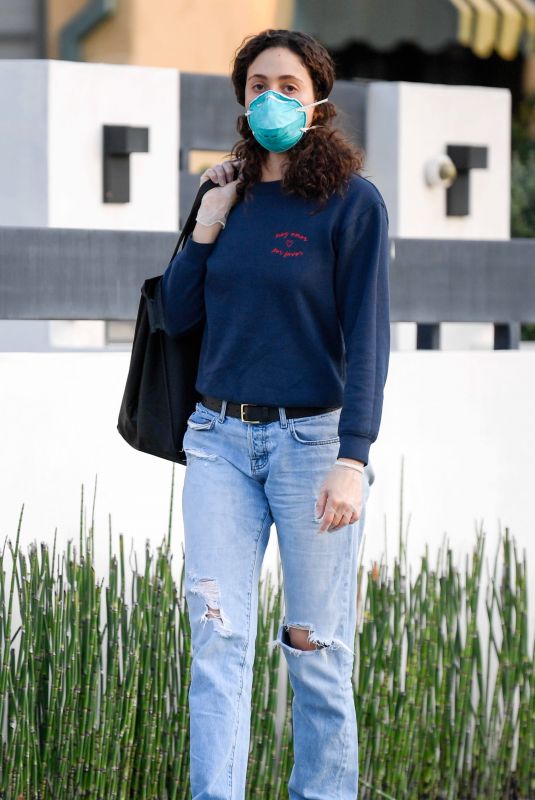 EMMY ROSSUM Wearing Mask Out and About in Los Angeles 04/07/2020