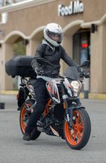 HALLE BERRY Out Riding Her KTM 390 Duke Motorcycle in Malibu 04/26/2020