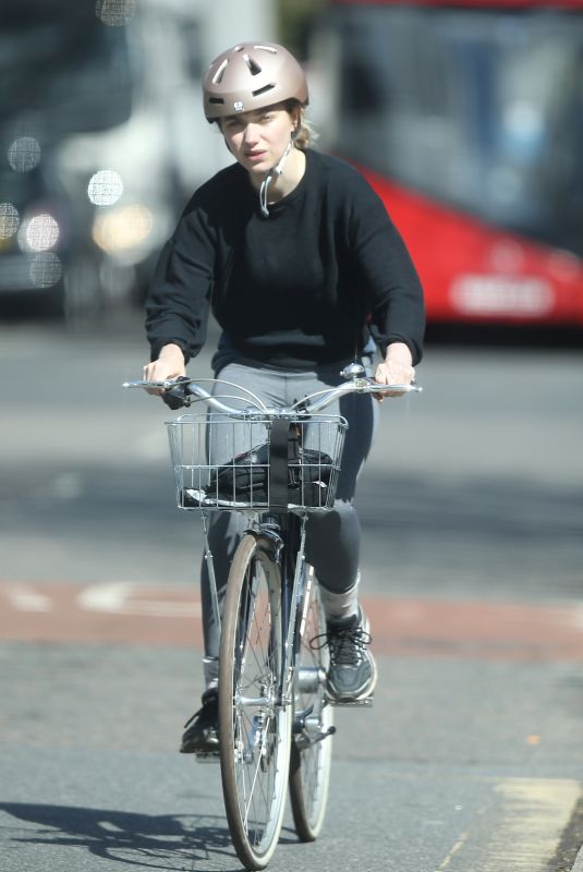 IMOGEN POOTS Riding a Bike Out in London 04/07/2020