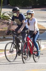 ISLA FISHER and Sacha Baron Cohen Out Riding Bikes in Los Angeles 04/24/2020