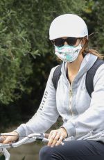 JENNIFER GARNER Wearing a Mask Out Riding a Bike in Brentwood 04/05/2020
