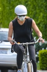 JENNIFER GARNER Wearing a Mask Out Riding a Bike in Brentwood 04/05/2020