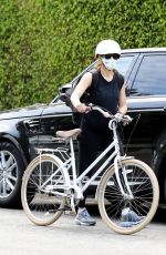 JENNIFER GARNER Wearing a Mask Out Riding a Bike in Brentwood 04/05/2020