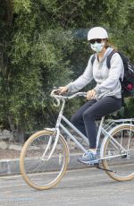 JENNIFER GARNER Wearing a Mask Out Riding a Bike in Brentwood 04/05/2020