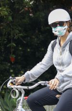 JENNIFER GARNER Wearing a Mask Out Riding a Bike in Brentwood 04/05/2020