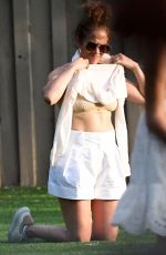 JENNIFER LOPEZ Wearing Mask at Alex Rodriguez