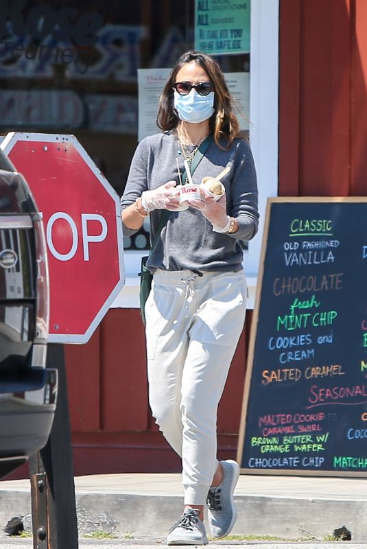 JORDANA BREWSTER Wearing Mask on Gloves Out for Ice Cream in Los Angeles 04/16/2020