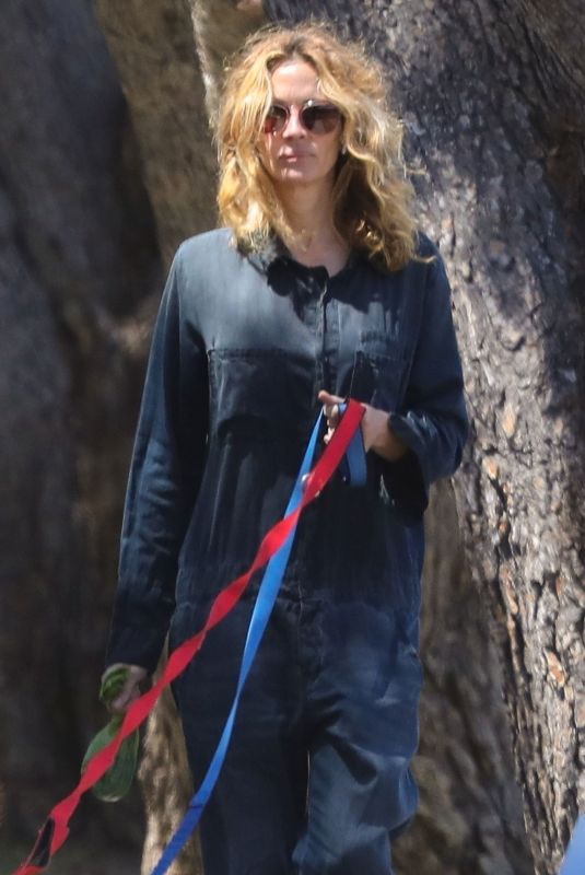 JULIA ROBERTS Out with Her Dogs in Malibu 04/22/2020