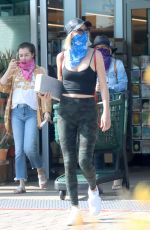 JULIANNE GOUGH Wearing Bandana as Makeshift Mask Shopping at Whole Foods in Malibu 04/01/2020