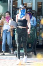 JULIANNE GOUGH Wearing Bandana as Makeshift Mask Shopping at Whole Foods in Malibu 04/01/2020