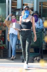 JULIANNE GOUGH Wearing Bandana as Makeshift Mask Shopping at Whole Foods in Malibu 04/01/2020