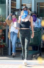 JULIANNE GOUGH Wearing Bandana as Makeshift Mask Shopping at Whole Foods in Malibu 04/01/2020