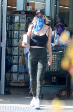 JULIANNE GOUGH Wearing Bandana as Makeshift Mask Shopping at Whole Foods in Malibu 04/01/2020