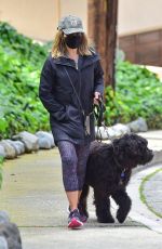 JULIE BENZ Wearing a Mask Out with Her Dog in Beverly Hills 04/13/2020