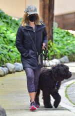 JULIE BENZ Wearing a Mask Out with Her Dog in Beverly Hills 04/13/2020