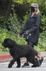 JULIE BENZ Wearing a Mask Out with Her Dog in Beverly Hills 04/13/2020