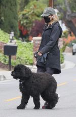 JULIE BENZ Wearing a Mask Out with Her Dog in Beverly Hills 04/13/2020