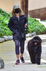 JULIE BENZ Wearing a Mask Out with Her Dog in Beverly Hills 04/13/2020