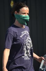 JULIETTE LEWIS Wearing Bandana Mask Out with Her Dogs in Venice Beach 04/20/2020