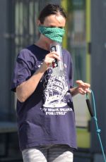 JULIETTE LEWIS Wearing Bandana Mask Out with Her Dogs in Venice Beach 04/20/2020
