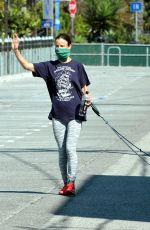 JULIETTE LEWIS Wearing Bandana Mask Out with Her Dogs in Venice Beach 04/20/2020