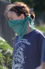 JULIETTE LEWIS Wearing Bandana Mask Out with Her Dogs in Venice Beach 04/20/2020