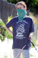 JULIETTE LEWIS Wearing Bandana Mask Out with Her Dogs in Venice Beach 04/20/2020