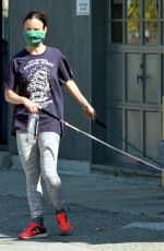 JULIETTE LEWIS Wearing Bandana Mask Out with Her Dogs in Venice Beach 04/20/2020
