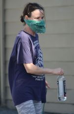 JULIETTE LEWIS Wearing Bandana Mask Out with Her Dogs in Venice Beach 04/20/2020