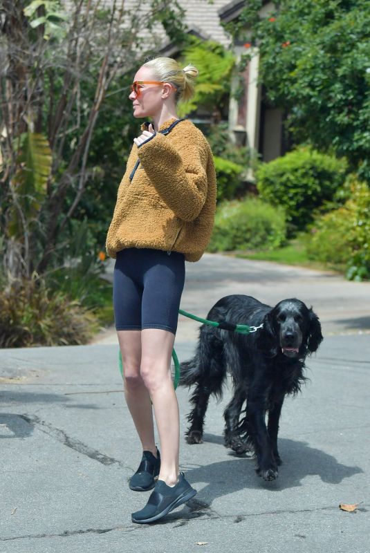 KATE BOSWORTH in a Cozy Fleece Jacket Out with Her Dog in Los Angeles 04/02/2020