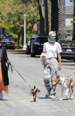 KELLY and Jack OSBOURNE Wearing Masks Out with Their Dogs in Los Angeles 04/11/2020