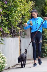 KELLY GALE Out with Her Dog in Los Angeles 04/13/2020