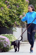 KELLY GALE Out with Her Dog in Los Angeles 04/13/2020