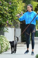 KELLY GALE Out with Her Dog in Los Angeles 04/13/2020