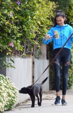 KELLY GALE Out with Her Dog in Los Angeles 04/13/2020