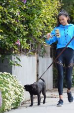 KELLY GALE Out with Her Dog in Los Angeles 04/13/2020