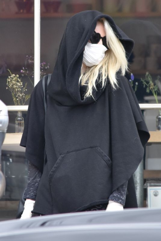 KIMBERLY STEWART Wearing Mask Out for Coffee in Los Angeles 04/19/2020