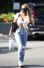 KINSEY WOLANSKI in Ripped Denim Out in Bel-Air 04/16/2020