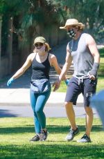 KRISTEN BELL and Dax Shepard Wearing Masks at Griffith Park in Los Angeles 04/21/2020