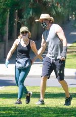 KRISTEN BELL and Dax Shepard Wearing Masks at Griffith Park in Los Angeles 04/21/2020