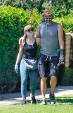 KRISTEN BELL and Dax Shepard Wearing Masks at Griffith Park in Los Angeles 04/21/2020