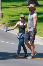 KRISTEN BELL and Dax Shepard Wearing Masks at Griffith Park in Los Angeles 04/21/2020