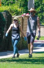 KRISTEN BELL and Dax Shepard Wearing Masks at Griffith Park in Los Angeles 04/21/2020
