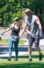 KRISTEN BELL and Dax Shepard Wearing Masks at Griffith Park in Los Angeles 04/21/2020
