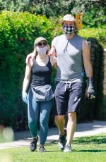 KRISTEN BELL and Dax Shepard Wearing Masks at Griffith Park in Los Angeles 04/21/2020